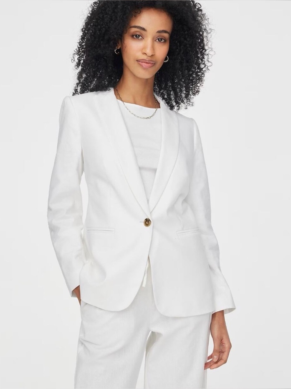 J. Crew White Single-Button Shawl Collar Blazer